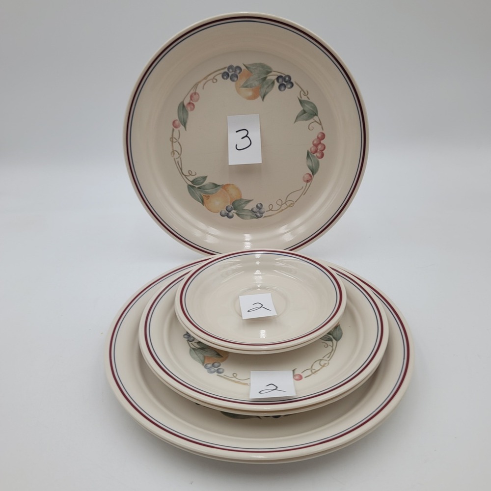 7pc Corelle Abundance Fruit Plate Set Dinner Salad Saucer Vitrelle Glass